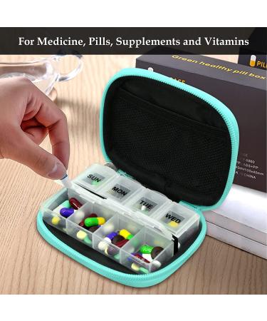 Serfeymi Travel Pill Organizer with Removable Weekly Pill Box - Green 01 - Buy Online on GoSupps.com