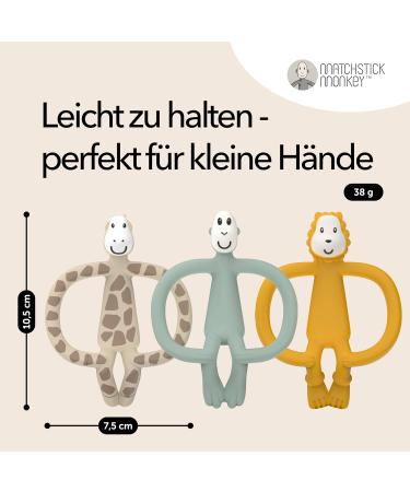 Match Stick Monkey Gift Set | BPA-Free Bite Rings & Dental Aid for Gums | 3 Pack - Ludo Lion Gigi Giraffe & Monkey Mint | Safe for 3 Months+ - Buy Online on GoSupps.com