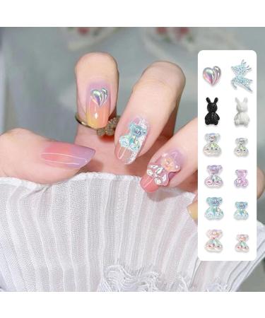 72 Pcs Aurora Teddy Bear Nail Charms - Cute 3D Animal Nail Art Decorations - Buy Online on GoSupps.com