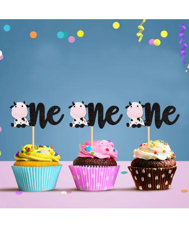 Keaziu 24 Pack Cow one Cupcake Toppers Happy Birthday Cupcake Decorations for Cow Farm Animal Zoo Themed Kids Boy Girl Birthday Party Supplies Three Layers Party Decor Cow One Pink - Buy Online on GoSupps.com