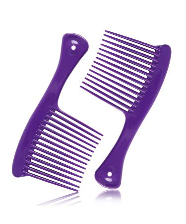 2 Pack Wide Tooth Comb, Hair Detangler Salon Shampoo Comb for Thick Hair Long Hair and Curly Hair, Detangling Tools for 4c Hair, Jumbo Rake Comb (Purple)