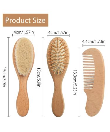 Personalized Baby Hair Brush Set - 3 Soft Goat Bristle Brushes & Combs for Newborns | Perfect Baby Baptism Gifts - Buy Online on GoSupps.com