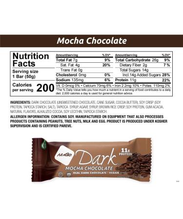 NuGo Dark Protein Bars Mocha Chocolate - 12 Pack, 1.76 oz Each | High Protein Snack - Buy Online on GoSupps.com