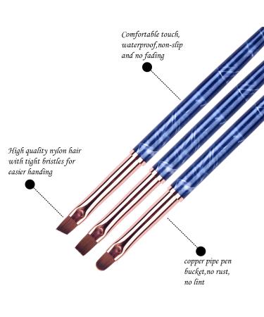 Ycyan 3Pcs UV Gel Nail Brush Set - Professional Brushes for Nail Art Design and Polygel Extension - Buy Online on GoSupps.com