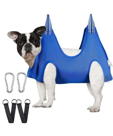 PEHAME Pet Grooming Hammock Pet Grooming Harness for Dogs&Cats Pet Grooming Sling Restraint Bag Pet Supplies Helper Pet Nail Clip Bag for Grooming Nail Cutting/Bathing/Ear/Eye/Dental Care (S ( Max Weight: 30lB ) Blue) S ( Max Weight: 30lB ) Blue