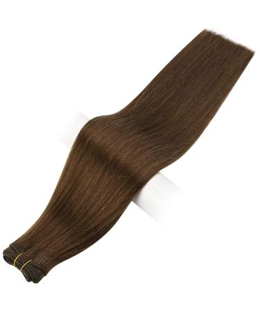 Full Shine 22 Inch Chestnut Brown Sew in Weft Human Hair Extensions - 100g Double Weft Remy Hair Bundles - Color 6 - Buy Online on GoSupps.com