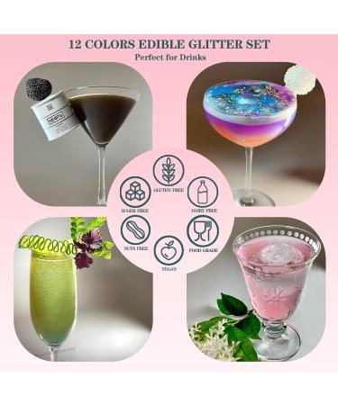 Edible Glitter Food Grade Shimmer Set 12 Colors Edible Cake Glitter Dust for Food Decoration SkyVue Drink Glitter for DIY Wine Cocktails Champagne Beverages Vegan Gluten Free Nut Free(3g/bottles) - Buy Online on GoSupps.com