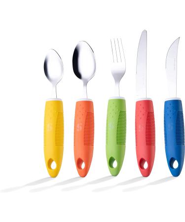Special Supplies Adaptive Utensils (5-Piece Set) for Hand Tremors, Arthritis, Parkinson's - Non-Weighted Non-Slip Handles - Stainless Steel Knives, Fork, Spoons - Buy Online on GoSupps.com