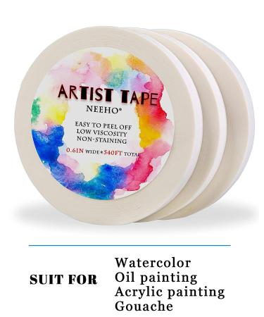 Neeho Artist Tape 3 Pack - Acid-Free White Masking Tape for Watercolor Painting and Canvas Framing - 0.6inch Wide 540FT - Buy Online on GoSupps.com