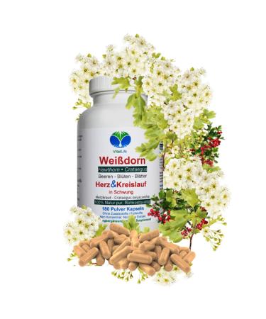 Windendorn hawthorn cardiovascular 180 capsules "heartwort" nature pure hawthorn berries & hawthorn leaves & hawthorn flowers without additives 27100-180 86 g (1 Pack)