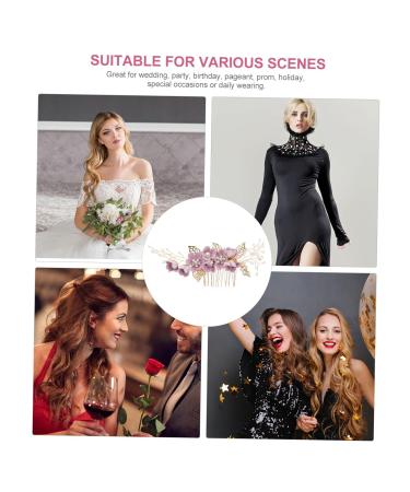 Minkissy Rhinestone Hair Jewelry for Women | Floral Pattern Wedding Hair Comb | Violet Metal Bride Accessory - Buy Online on GoSupps.com