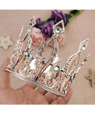 Rhinestone Crystal Crown Cake Topper - Handmade Tiara for Baby Shower, Birthday, Wedding - Rose Gold - Buy Online on GoSupps.com