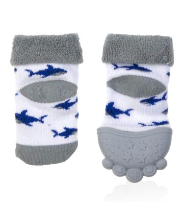 Nuby Soothing Teether Sock  Grey Shark  5 A. Grey Sharks