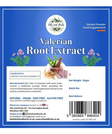 High Strength Valerian Root Extract Powder 4:1 - 150g Pack - Natural, No Fillers or Additives - Oils and Herbs - Buy Online on GoSupps.com