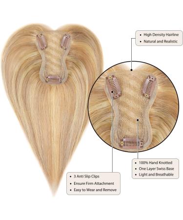 Mofasal Blonde Human Hair Topper 10 Inch - Women's Real Hair Toppers for Thinning Hair in 10/16# Dark Blonde with Light Blonde - Buy Online on GoSupps.com