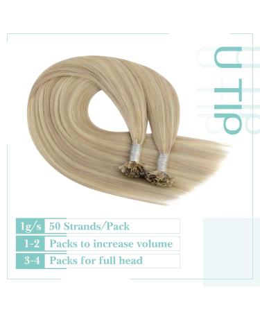 Youngsee Real Hair Extensions - Ashblond & Platinblond U Tip Bonding 35 cm | 50g - Premium Quality Hair Extensions - Buy Online on GoSupps.com