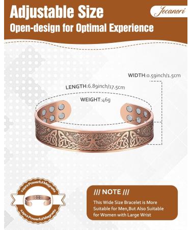 Jecanori Copper Magnetic Bracelet for Men | Tree of Life Pattern | Ultra Strong Magnets | Adjustable Cuff Bangle | Jewelry Gift Box Included - Buy Online on GoSupps.com