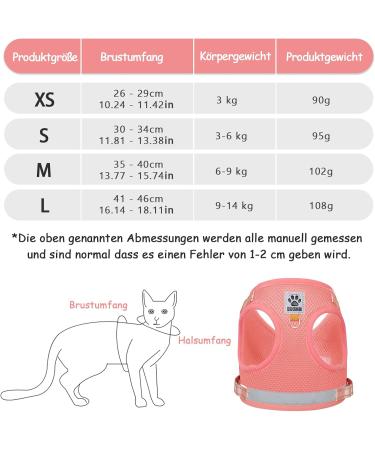 Adjustable Cat Leash Set - Reflective Vest & Dishes for Kittens & Small Dogs (Pink XS) - Durable Polyester - Buy Online on GoSupps.com