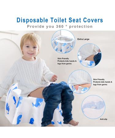 Disposable Toilet Seat Covers 20 Pack - Extra Large Potty Training Liners for Adults & Kids - Individually Wrapped with Non-Slip Adhesives - Blue - Buy Online on GoSupps.com