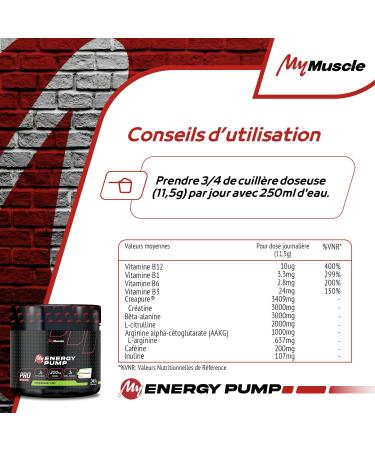 MyMUSCLE - My Energy Pump - Pre-Workout Booster Formula Powder + Vitamins + Creatine + Caffeine - Strawberry Kiwi 345g - 30 Servings - Buy Online on GoSupps.com