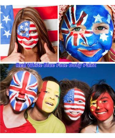 Go Ho Red White and Blue Face Body Paint Stick | Water-Based Washable Clown Makeup for Halloween & 4th of July | Easy Application with Cushion Applicator | International Shipping Available - Buy Online on GoSupps.com