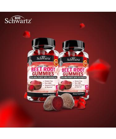 Organic Sugar-Free Beet Root Gummies with Coconut Oil for Energy & Health - Strawberry Flavor - Made in USA - 60 Count - Buy Online on GoSupps.com