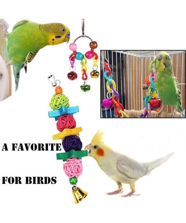 ESRISE 8 Pcs Bird Toys - Hanging Bell, Hammock, Swing, Wooden Perch - for Parakeets, Cockatiels, Budgerigars, Conures, Lovebirds, Finches, Mynahs - Buy Online on GoSupps.com