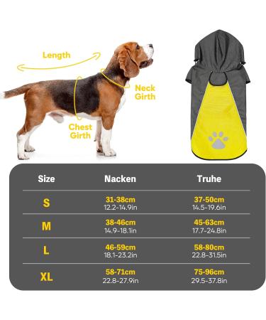 Buy Kpuplol Waterproof Dog Raincoat - Ultra-Light Breathable Jacket with Hood & Reflective Stripes for Small Medium Large Dogs - Perfect for Outdoor Hikes - Black & Yellow - Buy Online on GoSupps.com