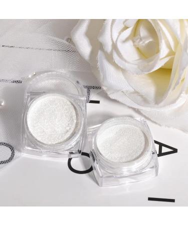 White Pearl Chrome Nail Powder - Pearlescent Iridescent Glitter Nail Art for Mermaid Pearl Neon DIY - Metallic Pigment with Sponge Stick - Buy Online on GoSupps.com