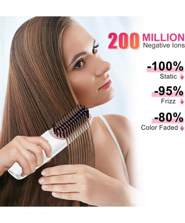 Buy Cordless Hair Straightener Brush - Portable USB-C Rechargeable Mini Ionic Hot Comb for Travel - Lightweight Anti-Scald Styling Brush for Women - Buy Online on GoSupps.com