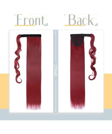 23-inch Dark Red Synthetic Clip-in Ponytail Extension | Straight Hairpiece - Buy Online on GoSupps.com