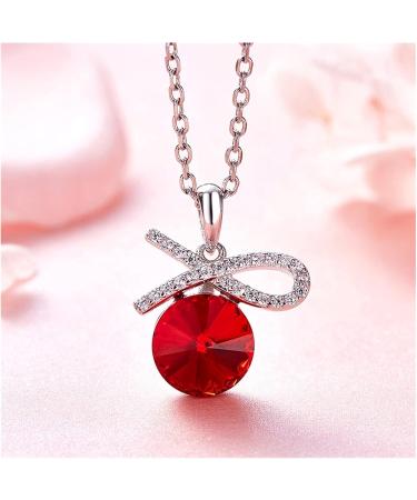 HAODUOO Necklace Pendant Silver Handmade Bow with Red Gem Stones Crystals Fine Women Jewelry Gifts - Buy Online on GoSupps.com