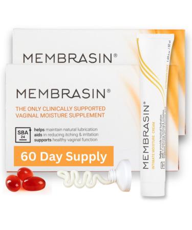Membrasin 60 Day Pill Supply - Vaginal Dryness Relief Vitality Pearls - Vaginial Wetness Pills Vulva Care Creme Increase Vaginal Moisture Give Menopause Dryness Relief for Women