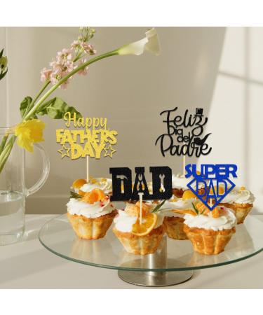 Father's Day Cupcake Toppers Father's Day Decorations Super Dad Cupcake Picks Best Dad Ever Happy Father's Day Party Decor Supplies 24 Pcs - Buy Online on GoSupps.com