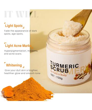 Hocossy Turmeric Body Scrub - 150ML for Acne, Dark Spots, Hyperpigmentation, and Smooth Skin - Buy Online on GoSupps.com