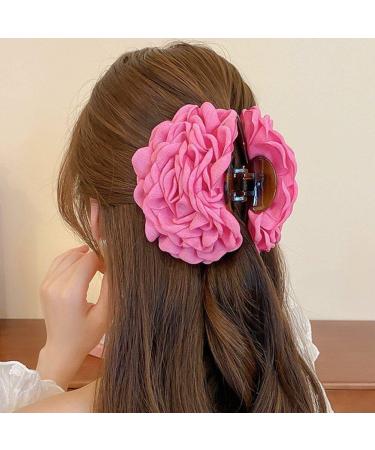 Big Flower Hair Claws Women's Vintage Headwear Big Rose Flower Hair Bow Barrettes Ponytail Holder Hair Accessories for Girls Rose Red - Buy Online on GoSupps.com