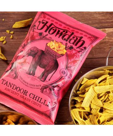  Howdah Howdah Tandoor Chilli Ancient Grain Snack Bag 130g | Crispy Chips with Dried Exotic Spices | Spicy Indian Snack to Share - Buy Online on GoSupps.com