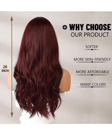 Esmee Long Wavy Burgundy Wig for Women | Heat-Resistant Natural Synthetic Hair for Daily & Cosplay Wear - Buy Online on GoSupps.com