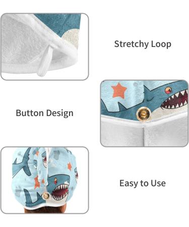 Blue Sharks 2 Pack Hair Towel - Super Absorbent Quick Drying Turbans for Women & Girls - Buy Online on GoSupps.com