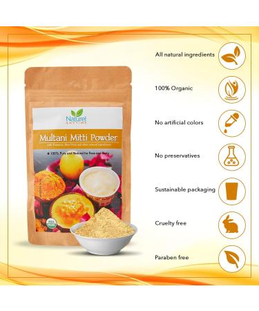 Naturel Anytime Multani Mitti Powder for Face & Body 75g - Pure Bentonite Clay with Turmeric Rose Petal & Other Natural Ingredients - Fullers Earth Indian Healing Clay Mud Mask - Buy Online on GoSupps.com