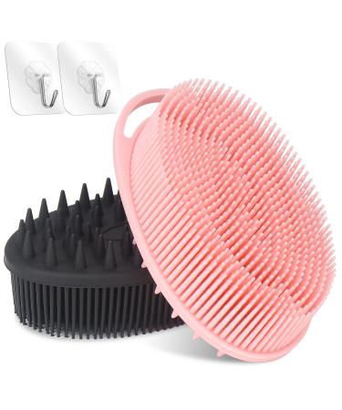 YONOY 2 Pack Silicone Body Scrubber 2 in 1 Bath and Shampoo Brush Soft Silicone Loofah for Sensitive Skin Lathers Well Scalp Massager Shampoo Brush Double-Sided Body Brush Gentle Exfoliating