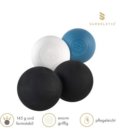 Superletic Lacrosse Massage Ball Set Elite - 6 cm Self-Massage Duo Fascia Balls - 4 Pack in White Blue Black - Trigger Point Therapy for Optimal Recovery - Buy Online on GoSupps.com