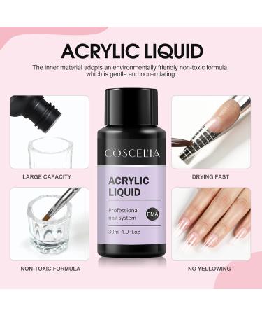 COSCELIA Acrylic Nail Kit with Lamp, 30ml Liquid, 3 Colors Powder, Electric Files - Professional 36 Colors Glitter Set for Beginners - Buy Online on GoSupps.com