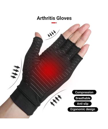 Copper Arthritis Gloves for Pain Relief - Fingerless Glove for Arthritis, Carpal Tunnel, Tendonitis - Men & Women Medium - Buy Online on GoSupps.com