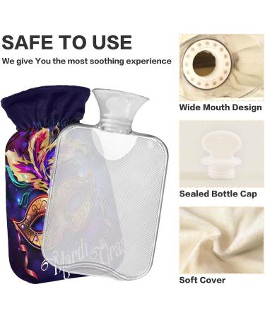 Mardi Gras Hot Water Bottle with Cover - Pain Relief 1L Water Bottle for Arthritis Feet & Bed Warmer - International Shipping Available - Buy Online on GoSupps.com