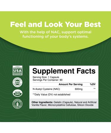 NAC Supplement 600mg Amino Acids - Vanilla Flavor for Liver and Kidney Cleanse | High Absorption N-Acetyl Cysteine for Detox Support - Buy Online on GoSupps.com