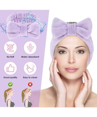 Buy Violet Spa Bowknot Headband for Women - Coral Fleece Makeup Hair Band & Elastic Cosmetic Head Wrap for Skin Care & Shower - Buy Online on GoSupps.com