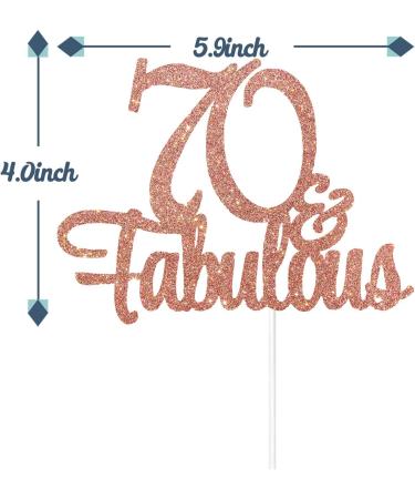 Tenhaisi Glittery Rose Gold 70 Fabulous Cake Topper Happy 70th Fabulous Anniversary and Birthday Party Supplies Cake Topper For 70 Fabulous Birthday - Buy Online on GoSupps.com