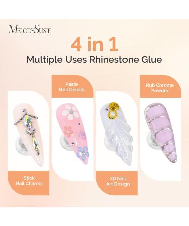 MelodySusie 4 in 1 Rhinestone Nail Glue - 30g Super Strong Gel for Nail Charms & Art | UV/LED Cured 3D Nail Decor - Buy Online on GoSupps.com