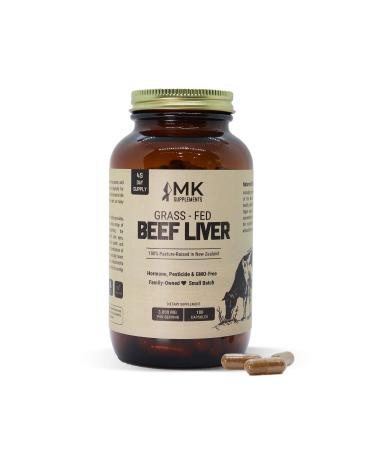 MK Supplements  Grass-Fed Beef Liver 3000 mg, Beef Organ Supplement, 100% Pasture-Raised New Zealand Cattle, 180 Liver Capsules, 45-Day Supply